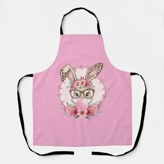 Paas Schattige Bloemen Bunny Luipaard Gift Schort (Voorkant)