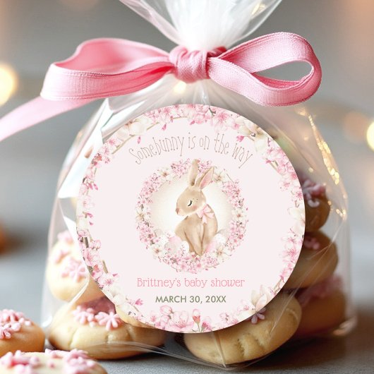 Paas Schattige Bunny Spring Roze Meisje Baby showe Ronde Sticker