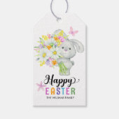 Paas Schattige Bunny Waterverf Spring Flowers Cadeaulabel (Voorkant)