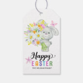 Paas Schattige Bunny Waterverf Spring Flowers Cadeaulabel (Achterkant)