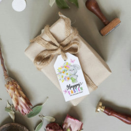 Paas Schattige Bunny Waterverf Spring Flowers Cadeaulabel