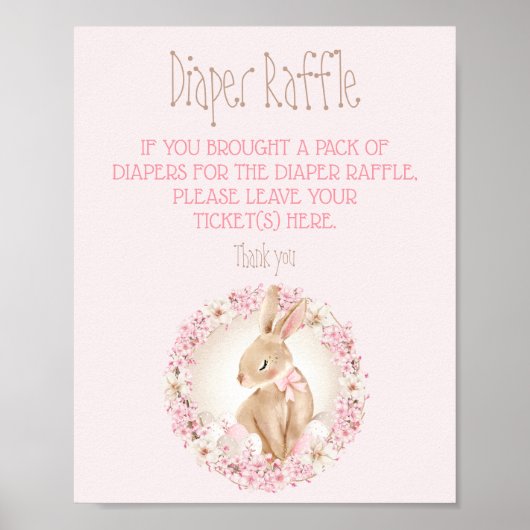 Paas Schattige Roze Baby shower Luier Raffle Sign Poster (Voorkant)