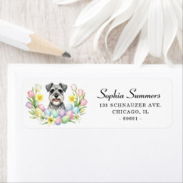 Paas Schnauzer met Bloemen Adres Etiket