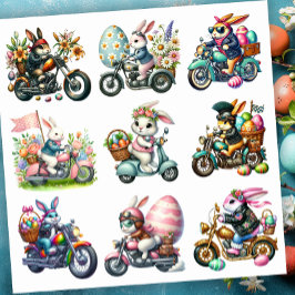 Paas Set 1 van Biker Bunnies Sticker