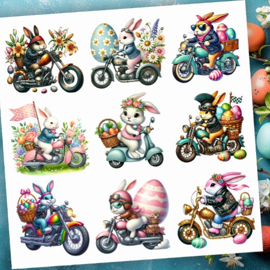 Paas Set 1 van Biker Bunnies Sticker