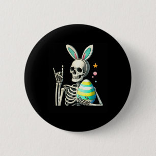 Paas Skelet Konijn Rots Hand Rocker Jongens Kinder Ronde Button 5,7 Cm