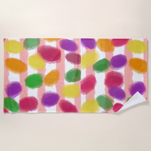 Paas Snoepjes Roze Strepen Strandlaken (Voorkant)