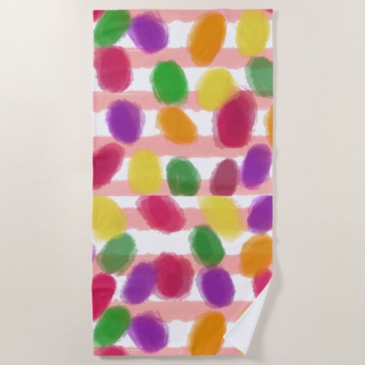 Paas Snoepjes Roze Strepen Strandlaken (Voorkant)