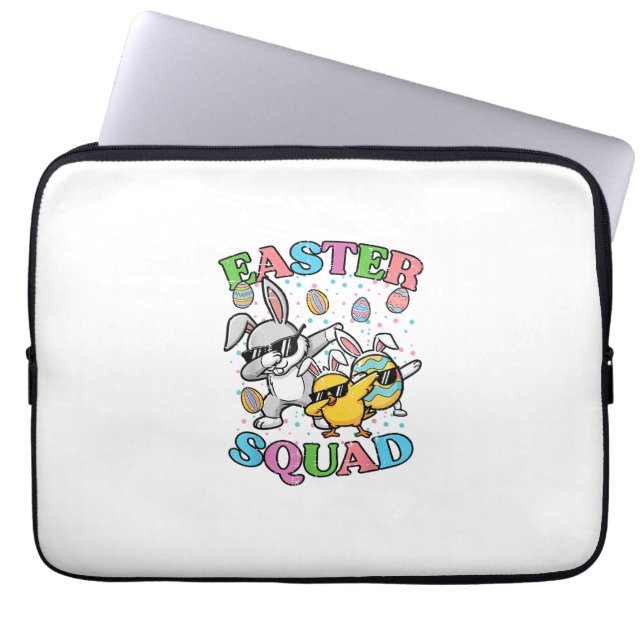Paas Team Konijn Ei Kuiken Dab Crew Matching Heren Laptop Sleeve (Voorkant)
