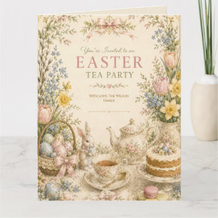 Paas Thee Feestje, Vintage Bloemencel celebratie Bedankkaart