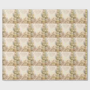 Paas Thee Feestje, Vintage Bloemencel Celebratie Cadeaupapier