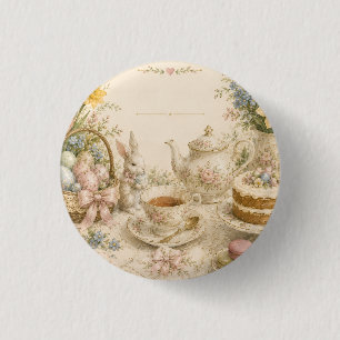 Paas Thee Feestje, Vintage Bloemencel celebratie Ronde Button 3,2 Cm