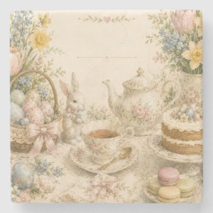 Paas Thee Feestje, Vintage Bloemencel celebratie Stenen Onderzetter