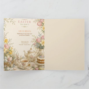 Paas Thee Partij, Vintage Bloemencel Celebratie Bedankkaart