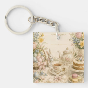 Paas Thee Party, Vintage Bloemencel celebratie Sleutelhanger