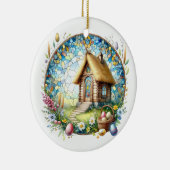 Paas Tiny Log Church Eggs Glas in lood Flowers Keramisch Ornament (Rechts)