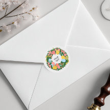 Paas Tuin Bloemenkranz Klassieke Ronde Sticker