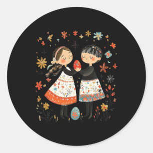 Paas Tweeling - Paasei Volkskunst  Ronde Sticker