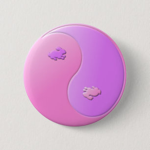 Paas Yin Yang Konijnen Ronde Button 5,7 Cm