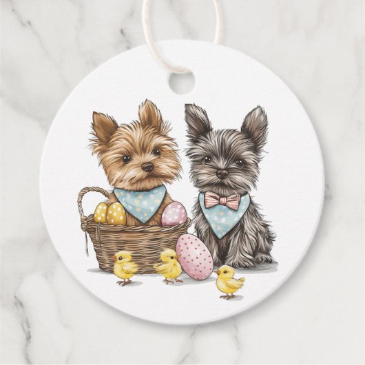 Paas Yorkshire Terrier Honden Bedankjes Labels (Voorkant)