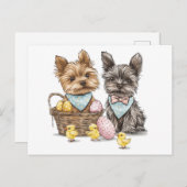 Paas Yorkshire Terrier honden Feestdagenkaart (Voorkant / Achterkant)