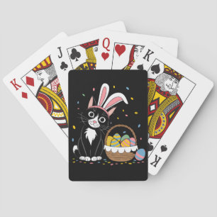 Paas Zwarte Kat Smoking Konijn Oren Eieren Pokerkaarten