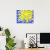 Paasabstracte verrijzeniskruis poster (Thuiskantoor)