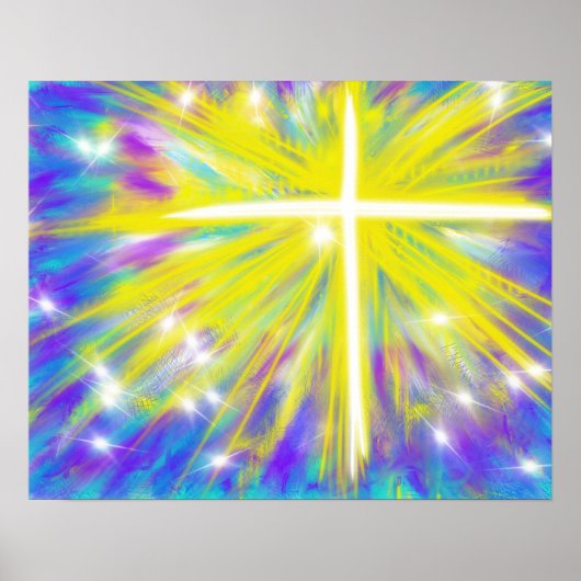 Paasabstracte verrijzeniskruis poster (Voorkant)