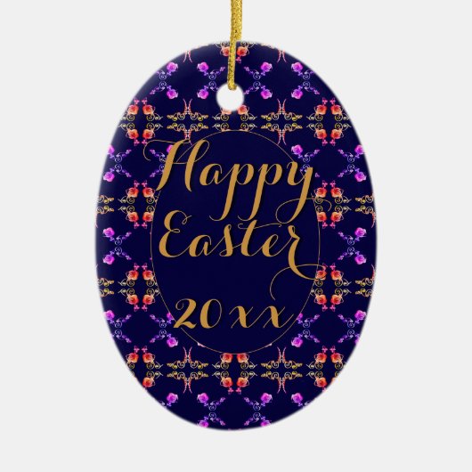 Paasachtig Roos Pattered Egg Ornament (Voorkant)