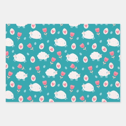 Paasachtige patroonschaafeieren en -bloemen inpakpapier vel (Voorkant 2)