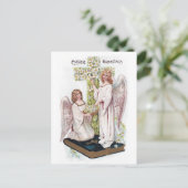 Paasangels in het boek met kruis feestdagenkaart (Staand voorkant)
