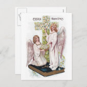 Paasangels in het boek met kruis feestdagenkaart (Voorkant / Achterkant)