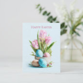Paasansichtkaart met Bloemen en Paaseieren Briefkaart (Staand voorkant)