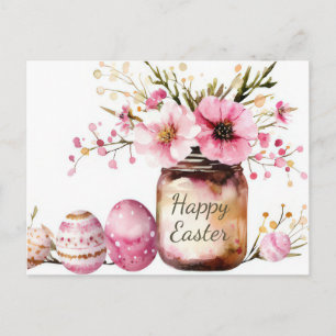 Paasansichtkaart met Paaseieren en Bloemen Briefkaart