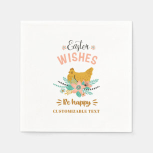 Paasarrangement bloemen en paaskip servet