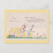  paasbaby's en Bunny Rabbits Cute Yellow Briefkaart (Voorkant)