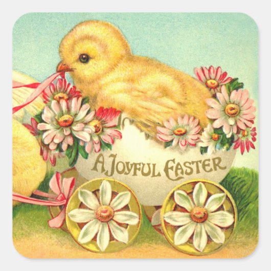  paasbakstenen voor het vervoer van houtbloemen vierkante sticker (Voorkant)