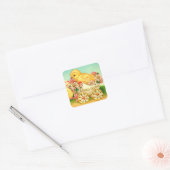  paasbakstenen voor het vervoer van houtbloemen vierkante sticker (Envelop)