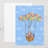 Paasballonmand met kleurrijke eieren kaart (Voorkant / Achterkant)