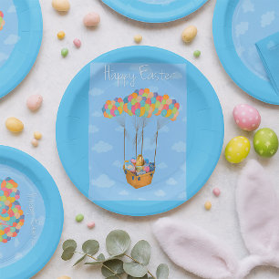 Paasballonmand met kleurrijke eieren papieren bordje