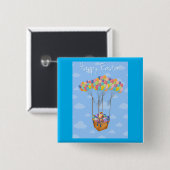 Paasballonmand met kleurrijke eieren vierkante button 5,1 cm (Voorkant /achterkant)