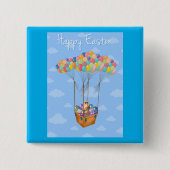 Paasballonmand met kleurrijke eieren vierkante button 5,1 cm (Voorkant)