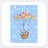 Paasballonmand met kleurrijke eieren vierkante sticker (Voorkant)