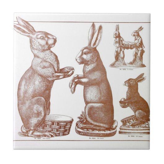 Paasband Antiek Chocolade Mold Bunny Catalog Tegeltje (Voorkant)