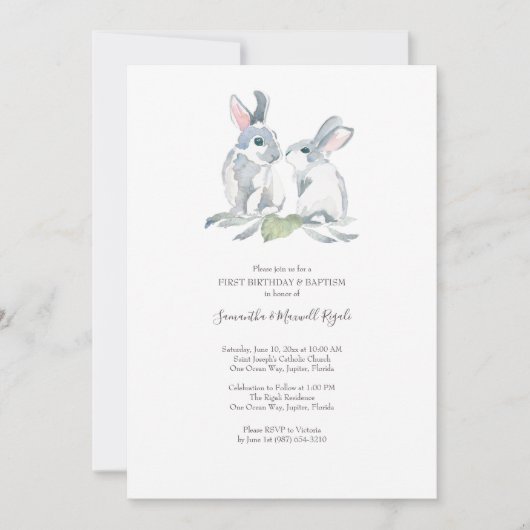 Paasbaptisme en eerste verjaardag kaart (Voorkant)