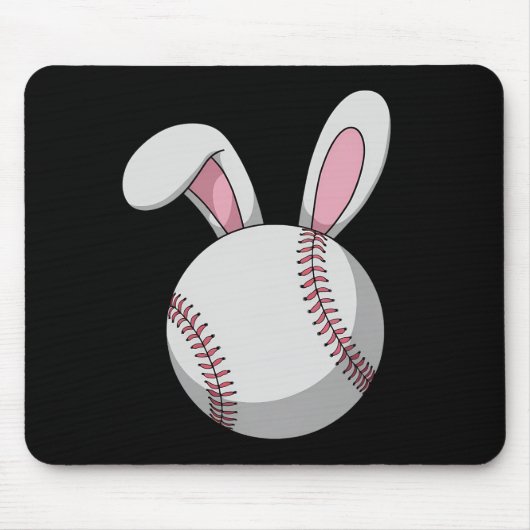 Paasbasebal Bunny Knuffel Konijn Oren Muismat (Voorkant)