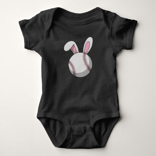 Paasbaseballkonijn Cute Konijnenoren Romper (Voorkant)