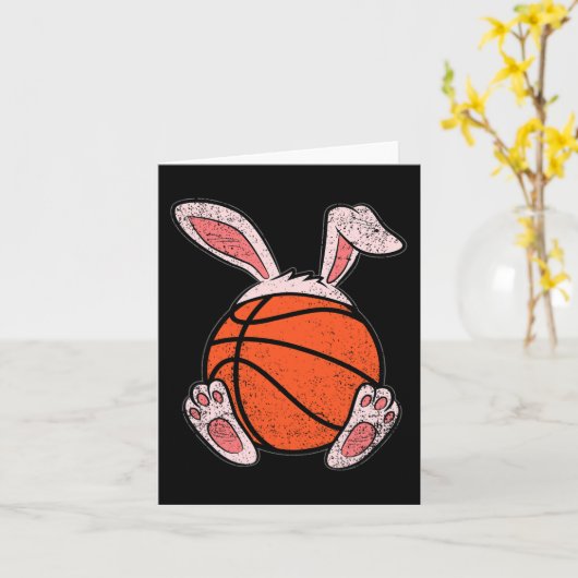 Paasbasketball Lover Bunny Ears Ball Cute Rabbi Kaart (Gele Bloem)