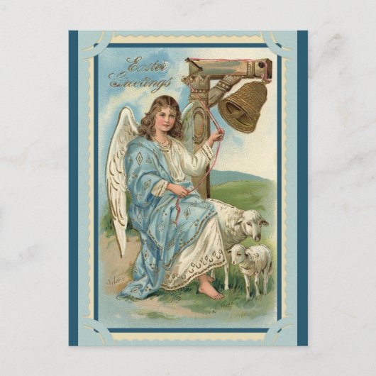  paasbegroetingen Angel Sheep Bell Briefkaart (Voorkant)