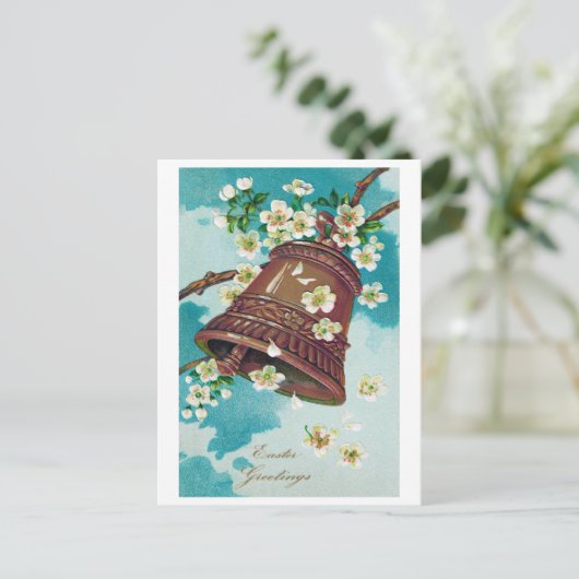  paasbell en Cherry Blossom Briefkaart (Staand voorkant)